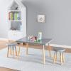 imageACEssentials Beech Wood Dipped Kids Table and Stools 189quot x 314quot x 236quot Gray 3 Piece Set