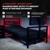 imageX Rocker Basecamp Full Size Gaming Bed Rotating TV Mount with Vented Console Storage Metal Mesh Frame with Slats Amazon Exclusive BlackBlack