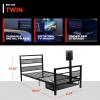 imageX Rocker Basecamp Full Size Gaming Bed Rotating TV Mount with Vented Console Storage Metal Mesh Frame with Slats Amazon Exclusive BlackBlack