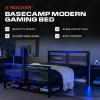 imageX Rocker Basecamp Full Size Gaming Bed Rotating TV Mount with Vented Console Storage Metal Mesh Frame with Slats Amazon Exclusive BlackBlack