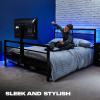imageX Rocker Basecamp Full Size Gaming Bed Rotating TV Mount with Vented Console Storage Metal Mesh Frame with Slats Amazon Exclusive BlackBlack