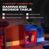 imageX Rocker Carbon Tek Gaming End Table with USB Ports and LED Lighting Wireless Charging Modern Bedside Storage for Gamers Carbon Fiber Finish