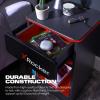 imageX Rocker Carbon Tek Gaming End Table with USB Ports and LED Lighting Wireless Charging Modern Bedside Storage for Gamers Carbon Fiber Finish