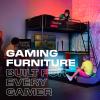imageX Rocker Carbon Tek Gaming Storage Dresser LED Lighting Modern 3Drawer Unit with Carbon Fiber Finish for Gamers