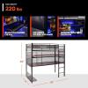 imageX Rocker Gaming Bed Twin Size Loft Bunk Durable Black Metal Frame Builtin Shelving for PC Computer Video Gamer Bedroom for Teen Boys GirlsBattleBunk
