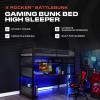 imageX Rocker Gaming Bed Twin Size Loft Bunk Durable Black Metal Frame Builtin Shelving for PC Computer Video Gamer Bedroom for Teen Boys GirlsBattleBunk