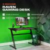 imageX Rocker Gaming Desk 43 Inch PC Computer Gamer Desk Builtin Headset and Cup Holder Raven Black