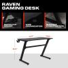imageX Rocker Gaming Desk 43 Inch PC Computer Gamer Desk Builtin Headset and Cup Holder Raven Black