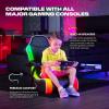 imageX Rocker Video Gaming Floor Rocker Chair Builtin Audio Back to School Foldable for Gamers Bedroom or Game Room for Boys Girls Teens 517Emerald Black RGB LED