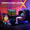 imageX Rocker Video Gaming Floor Rocker Chair Builtin Audio Back to School Foldable for Gamers Bedroom or Game Room for Boys Girls Teens 517Emerald Black RGB LED