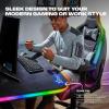 imageX Rocker XL Gaming Desk 55 Inch PC Computer Gamer Desk with RGB LED Dynamic Lighting Large Surface Builtin Headset and Cup Holder Pulsar Black