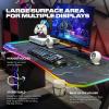 imageX Rocker XL Gaming Desk 55 Inch PC Computer Gamer Desk with RGB LED Dynamic Lighting Large Surface Builtin Headset and Cup Holder Pulsar Black