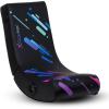 imageX Rocker Pixel Youth Video Gaming Floor Rocker Chair Back to School Gifts for Gamers Bedroom Foldable Black with PrintNo Audio