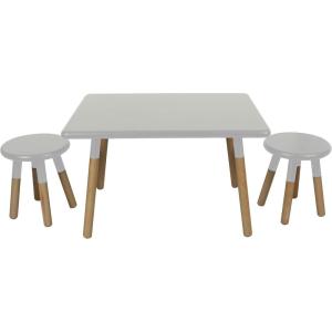imageACEssentials Beech Wood Dipped Kids Table and Stools 189quot x 314quot x 236quot Gray 3 Piece Set