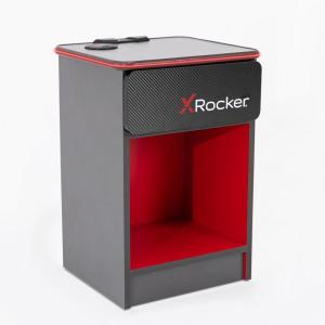 imageX Rocker Carbon Tek Gaming End Table with USB Ports and LED Lighting Wireless Charging Modern Bedside Storage for Gamers Carbon Fiber Finish
