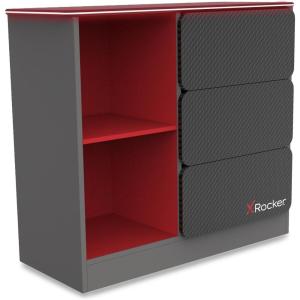 imageX Rocker Carbon Tek Gaming Storage Dresser LED Lighting Modern 3Drawer Unit with Carbon Fiber Finish for Gamers