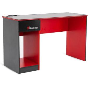 imageX Rocker Carbon Tek LED Gaming Desk with Wireless Charging Headphone Hook and Cable Management