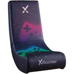 imageX Rocker Pixel Youth Video Gaming Floor Rocker Chair Back to School Gifts for Gamers Bedroom Foldable Black with PrintBuiltIn Audio