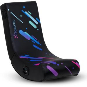 imageX Rocker Pixel Youth Video Gaming Floor Rocker Chair Back to School Gifts for Gamers Bedroom Foldable Black with PrintNo Audio