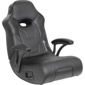 imageX Rocker Video Gaming Floor Rocker Chair Builtin Audio College Dorm Essentials for Guys and Girls Gamers Bedroom Dorm Room Essentials FoldableGForce Black