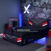 imageX Rocker Orion Esports Twin Gaming Bed Black Faux Leather Durable Frame and Padded HeadboardFull