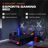 imageX Rocker Orion Esports Twin Gaming Bed Black Faux Leather Durable Frame and Padded HeadboardFull