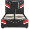 imageX Rocker Orion Esports Twin Gaming Bed Black Faux Leather Durable Frame and Padded HeadboardTwin