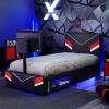 imageX Rocker Orion Esports Twin Gaming Bed Black Faux Leather Durable Frame and Padded HeadboardTwin