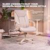 imageX Rocker PC Computer Gaming Desk Chair with Wheels College Dorm Room Essentials for Guys and Girls Adjustable Ergonomic Office Chair for GamersLucent Cream