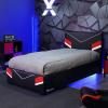 imageX Rocker Orion Esports Twin Gaming Bed Black Faux Leather Durable Frame and Padded HeadboardTwin