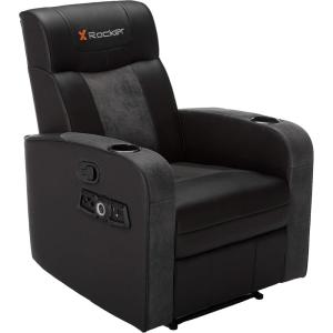 imageX Rocker Gamma Recliner Gaming Chair 21 Bluetooth Audio System Headrest Mounted Speakers Builtin Footrest and Cupholder 718001 3484quot x 3937quot x 3031quot BlackPremier